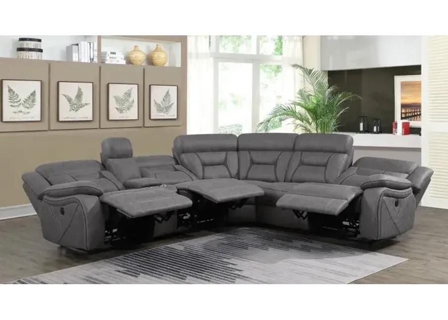 Higgins 4-piece Upholstered Power Sectional Grey