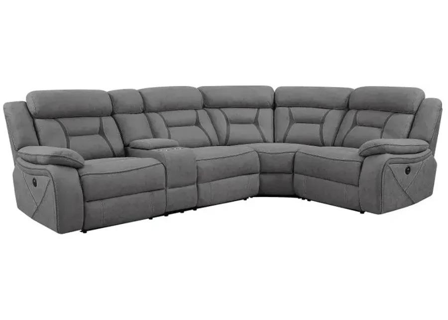 Higgins 4-piece Upholstered Power Sectional Grey