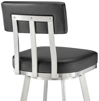 Jinab Swivel Counter Stool in Brushed Stainless Steel with Black Faux Leather