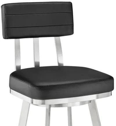 Jinab Swivel Counter Stool in Brushed Stainless Steel with Black Faux Leather