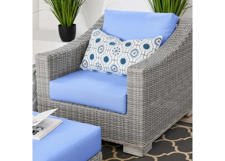 Conway Outdoor Patio Wicker Rattan 2-Piece Armchair and Ottoman Set