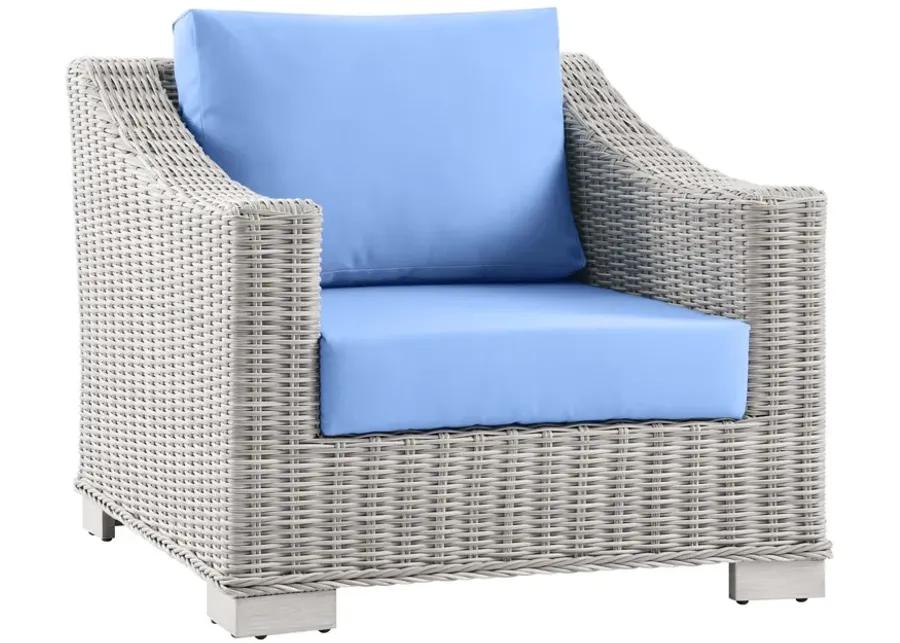 Conway Outdoor Patio Wicker Rattan 2-Piece Armchair and Ottoman Set