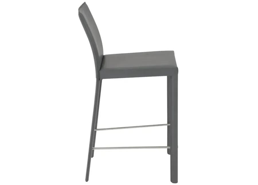 Hasina Counter Stool in Gray with Polished Stainless Steel Legs - Set of 2