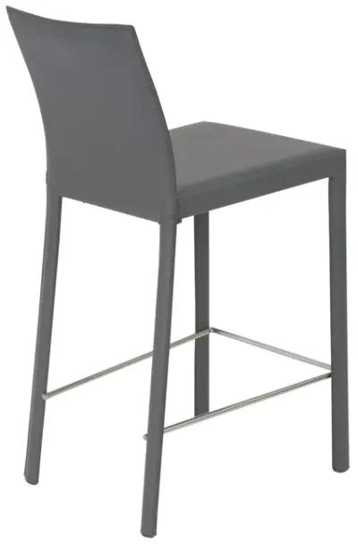 Hasina Counter Stool in Gray with Polished Stainless Steel Legs - Set of 2