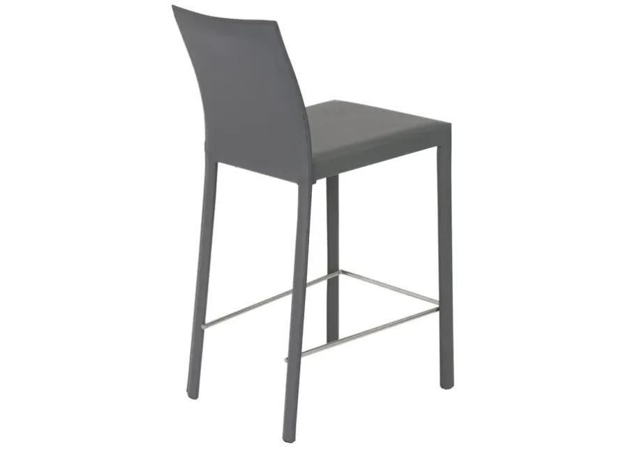 Hasina Counter Stool in Gray with Polished Stainless Steel Legs - Set of 2