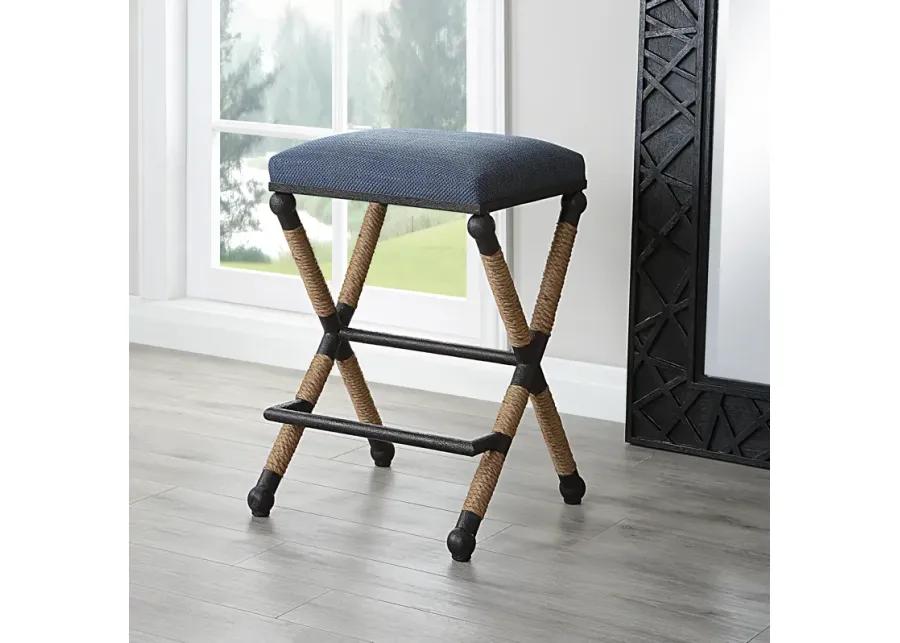 Firth Rustic Navy Counter Stool