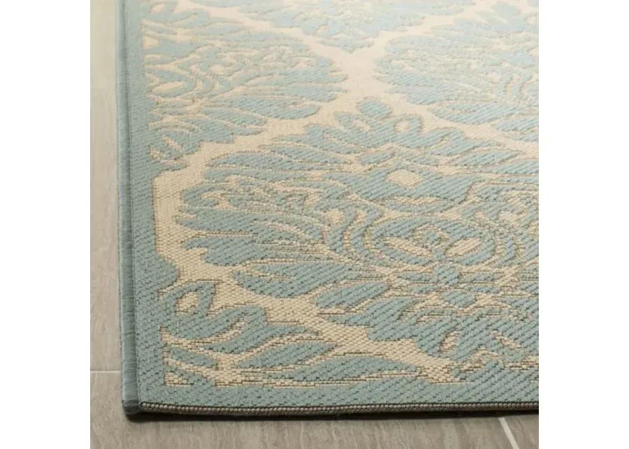 LINDEN 135 Collection LND135L-5 Cream / Aqua 5'-3" X 7'-6"