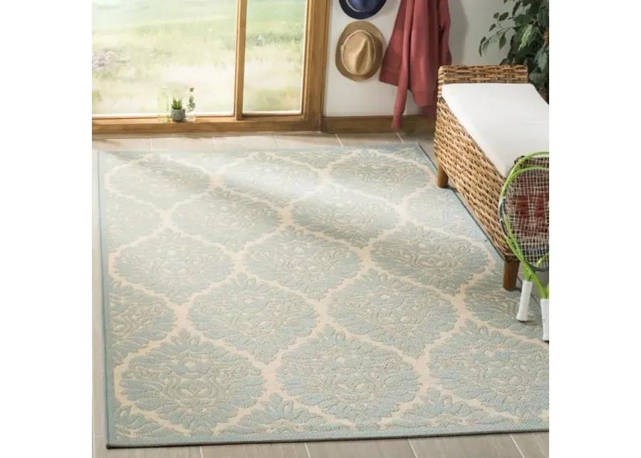 LINDEN 135 Collection LND135L-5 Cream / Aqua 5'-3" X 7'-6"