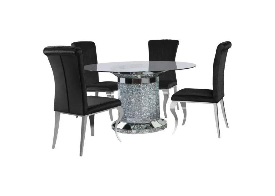 Ellie 5-piece Cylinder Pedestal Dining Room Set Mirror and Black