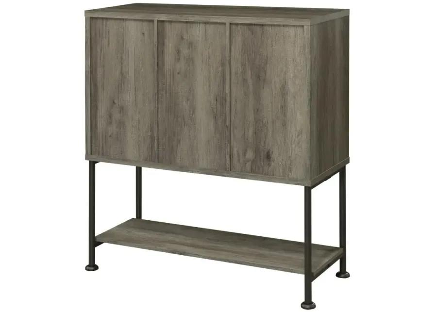 Claremont Sliding Door Bar Cabinet with Lower Shelf Grey Driftwood