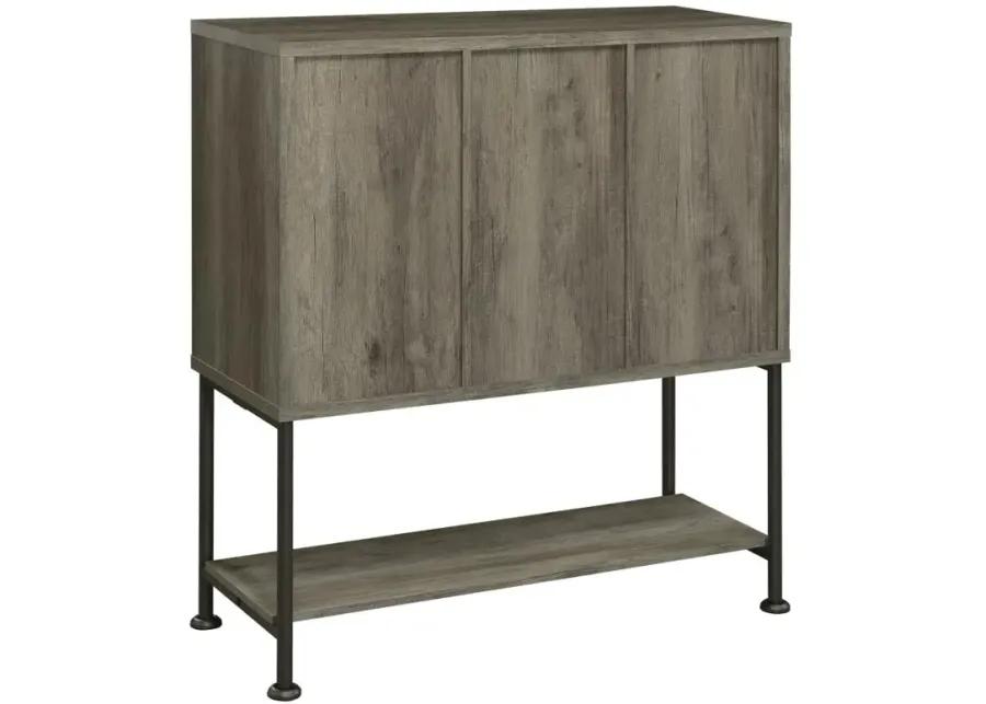 Claremont Sliding Door Bar Cabinet with Lower Shelf Grey Driftwood