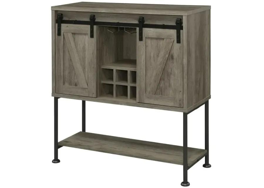 Claremont Sliding Door Bar Cabinet with Lower Shelf Grey Driftwood