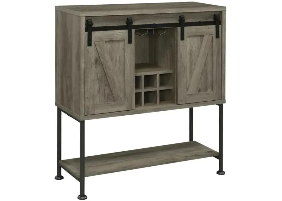 Claremont Sliding Door Bar Cabinet with Lower Shelf Grey Driftwood