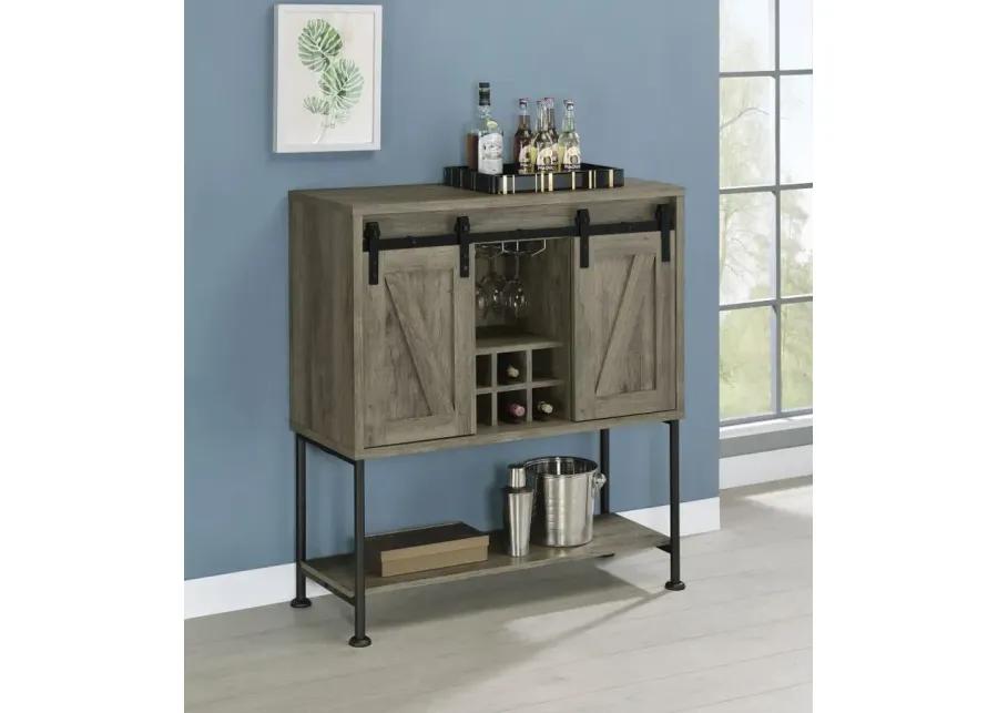 Claremont Sliding Door Bar Cabinet with Lower Shelf Grey Driftwood