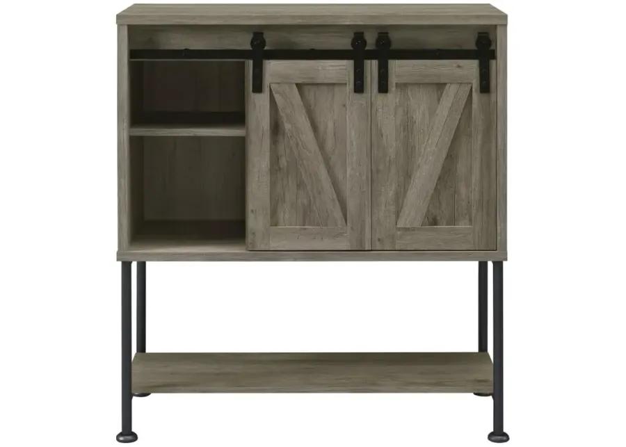 Claremont Sliding Door Bar Cabinet with Lower Shelf Grey Driftwood