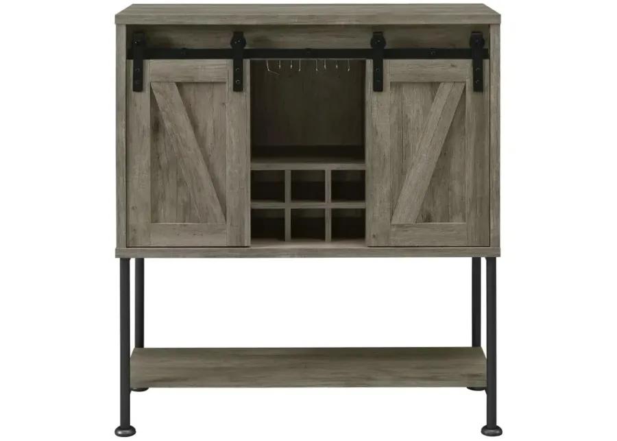 Claremont Sliding Door Bar Cabinet with Lower Shelf Grey Driftwood