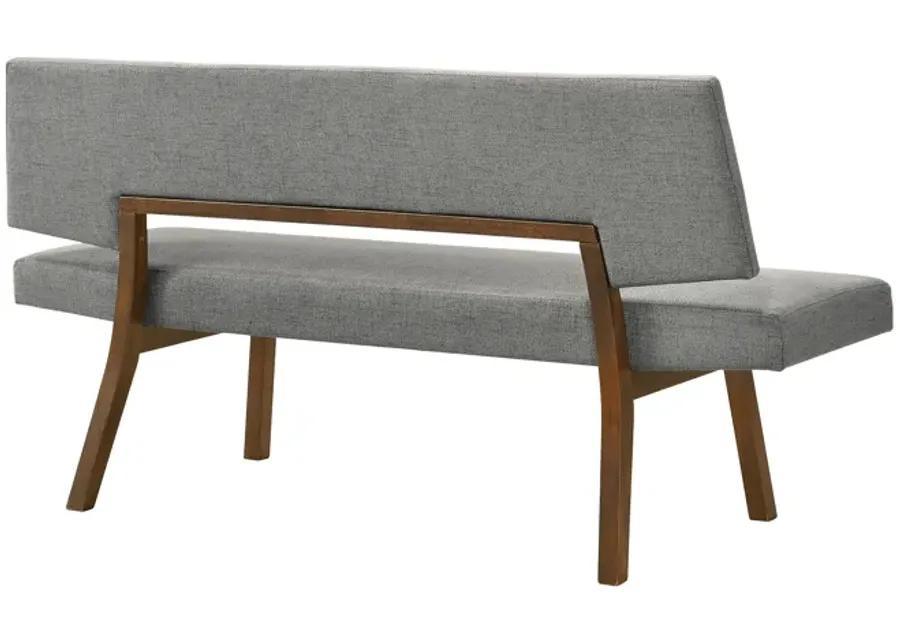 Channell Wood Dining Bench in Walnut Finish with Charcoal Fabric