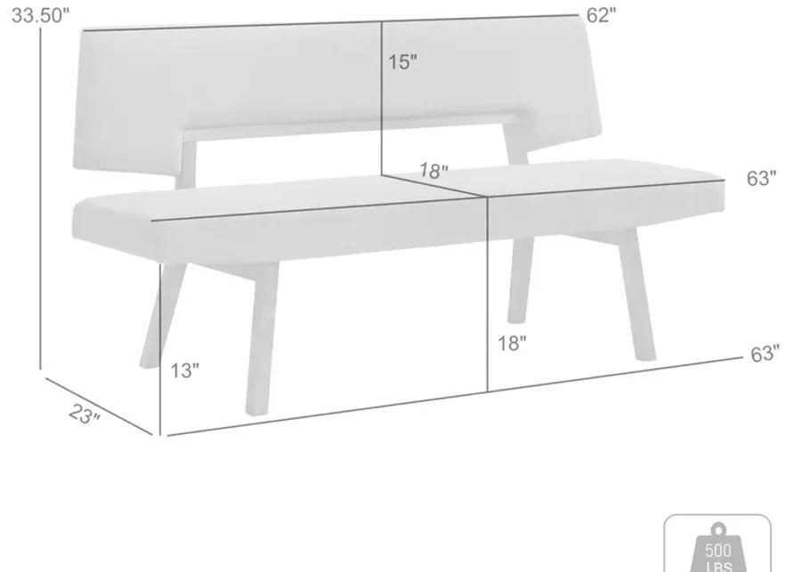 Channell Wood Dining Bench in Walnut Finish with Charcoal Fabric