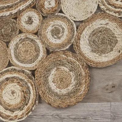 Nature Brown/ Ivory Contemporary Geometric Organic Jute Indoor Round Area Rug 6'