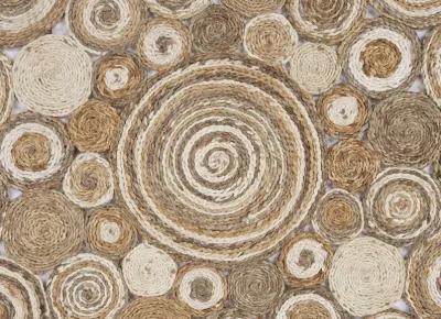 Nature Brown/ Ivory Contemporary Geometric Organic Jute Indoor Round Area Rug 6'