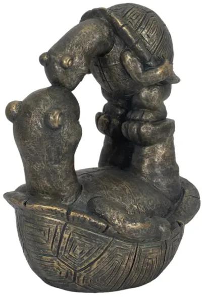 14" Turtle Parent And Child Playing, Bronze