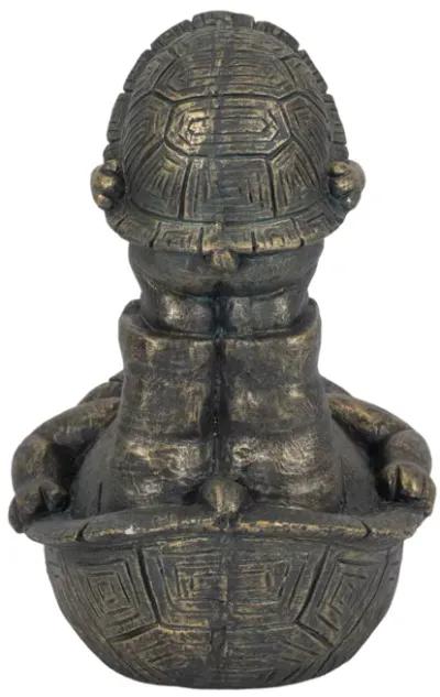 14" Turtle Parent And Child Playing, Bronze