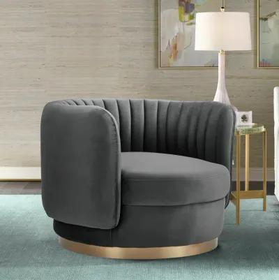 Davy Dark Gray Velvet Swivel Accent Chair