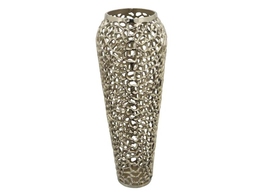 Metal, 33"h Cut-out Vase, Gold