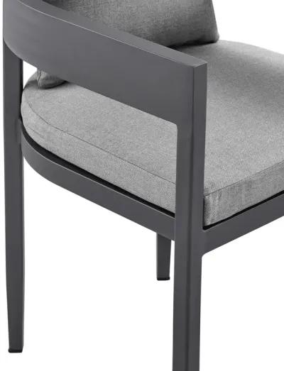 Argiope Outdoor Patio Dining Chairs in Aluminum with Gray Cushions - Set of 2