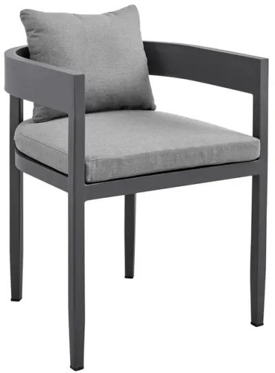 Argiope Outdoor Patio Dining Chairs in Aluminum with Gray Cushions - Set of 2