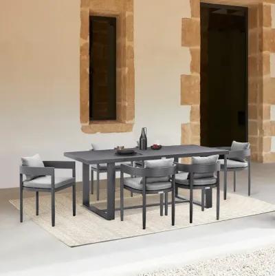 Argiope Outdoor Patio Dining Chairs in Aluminum with Gray Cushions - Set of 2