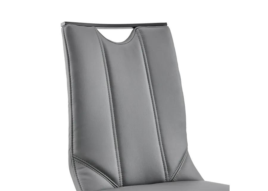 Pacific Dining Room Chair in Gray Faux Leather and Black Finish - Set of 2