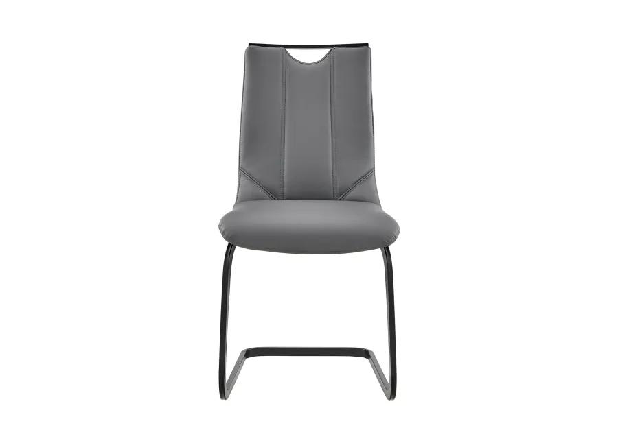 Pacific Dining Room Chair in Gray Faux Leather and Black Finish - Set of 2