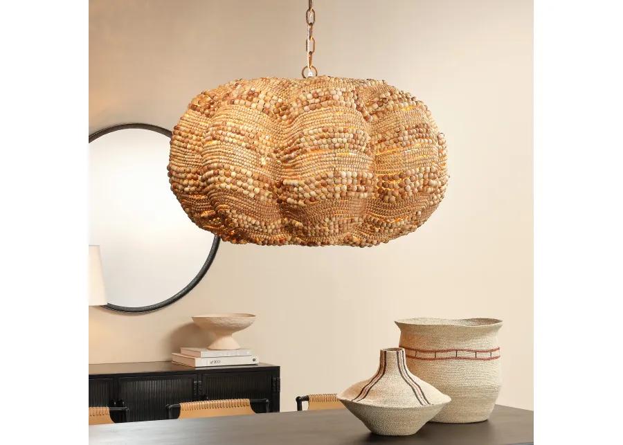 Clamshell Wood Beaded Chandelier