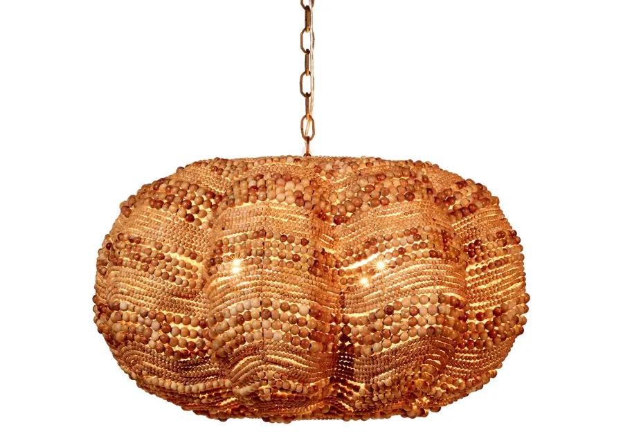 Clamshell Wood Beaded Chandelier