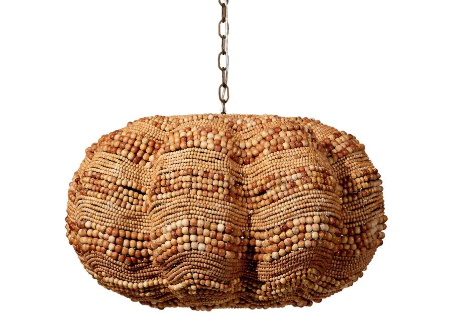 Clamshell Wood Beaded Chandelier