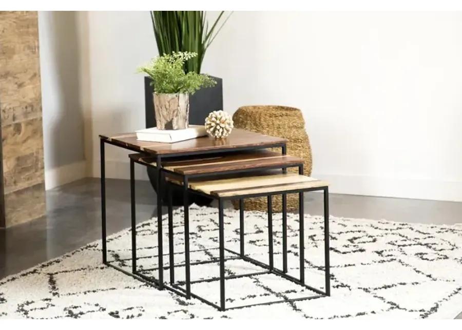 Belcourt 3-piece Square Nesting Tables Natural and Black