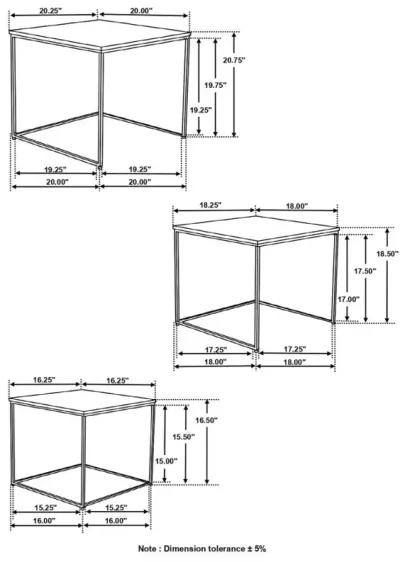 Belcourt 3-piece Square Nesting Tables Natural and Black