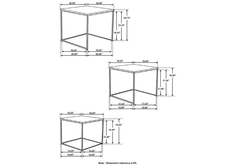 Belcourt 3-piece Square Nesting Tables Natural and Black