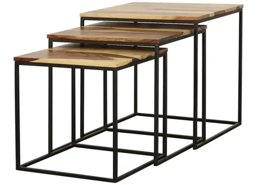 Belcourt 3-piece Square Nesting Tables Natural and Black