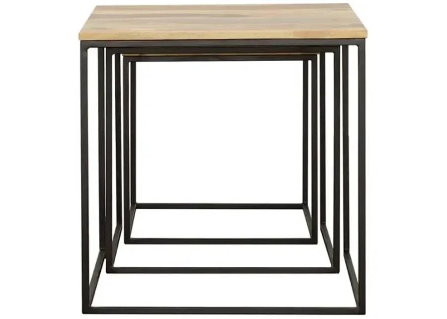 Belcourt 3-piece Square Nesting Tables Natural and Black