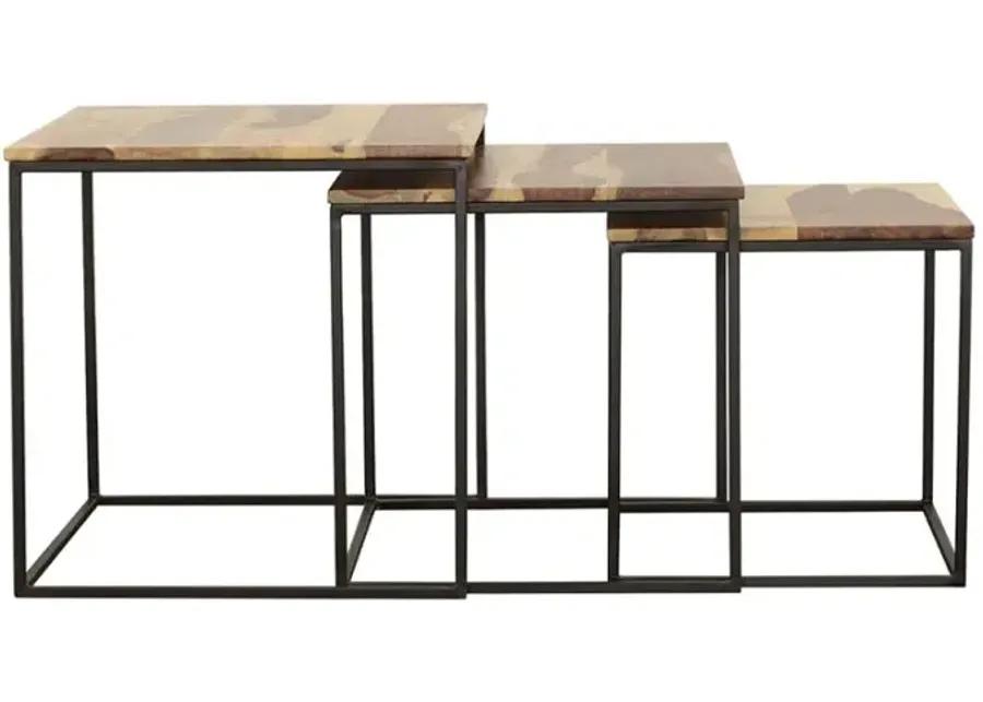 Belcourt 3-piece Square Nesting Tables Natural and Black