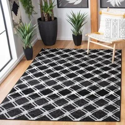 Adirondack Contemporary Black / Light Grey 6' X 6' Round Powerloomed Rug