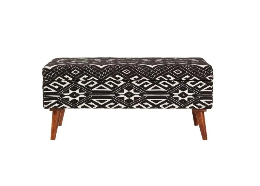 Cababi Upholstered Storage Bench Black and White