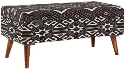 Cababi Upholstered Storage Bench Black and White