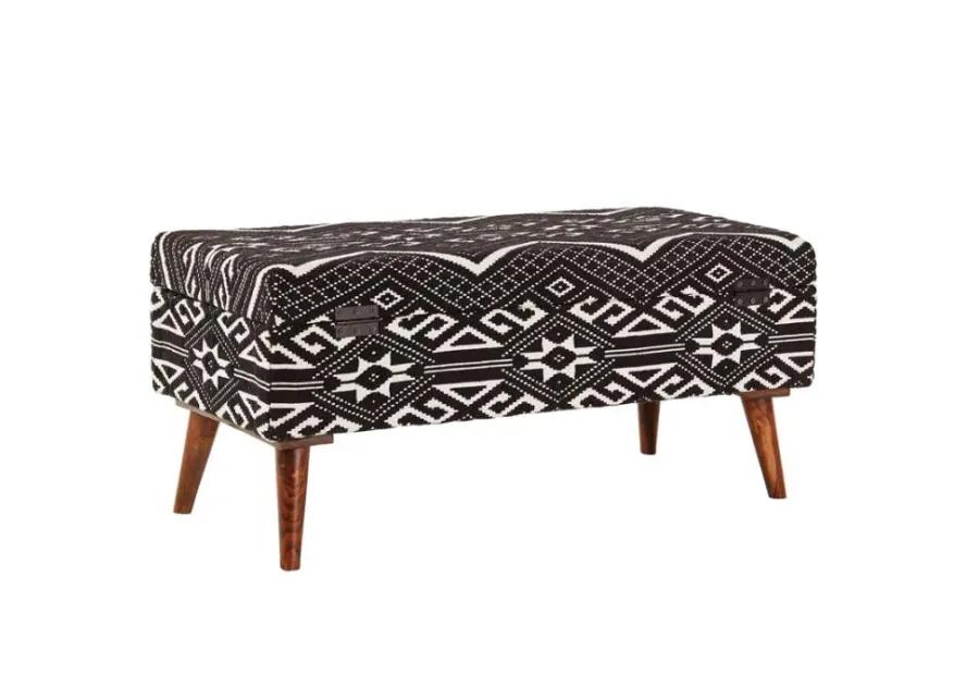 Cababi Upholstered Storage Bench Black and White