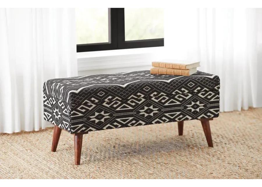 Cababi Upholstered Storage Bench Black and White