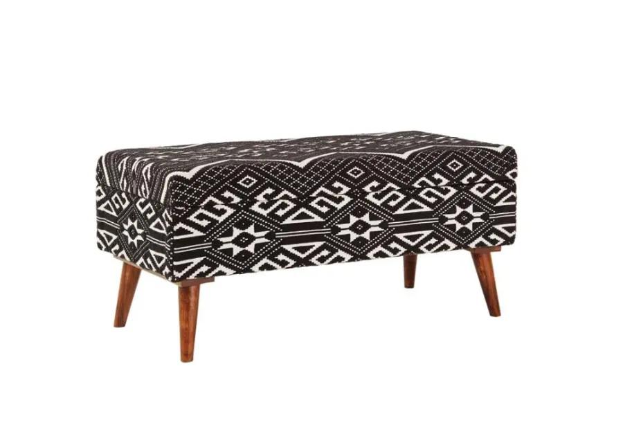 Cababi Upholstered Storage Bench Black and White