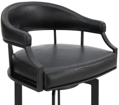 Pharaoh Swivel 30" Black Powder Coated and Black Faux Leather Metal Bar Stool