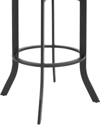 Pharaoh Swivel 30" Black Powder Coated and Black Faux Leather Metal Bar Stool